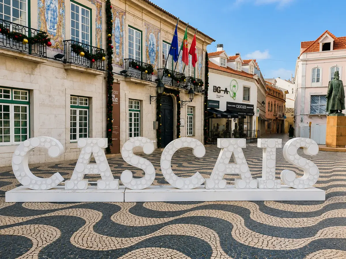 Centro histórico de Cascais con su calçada portuguesa