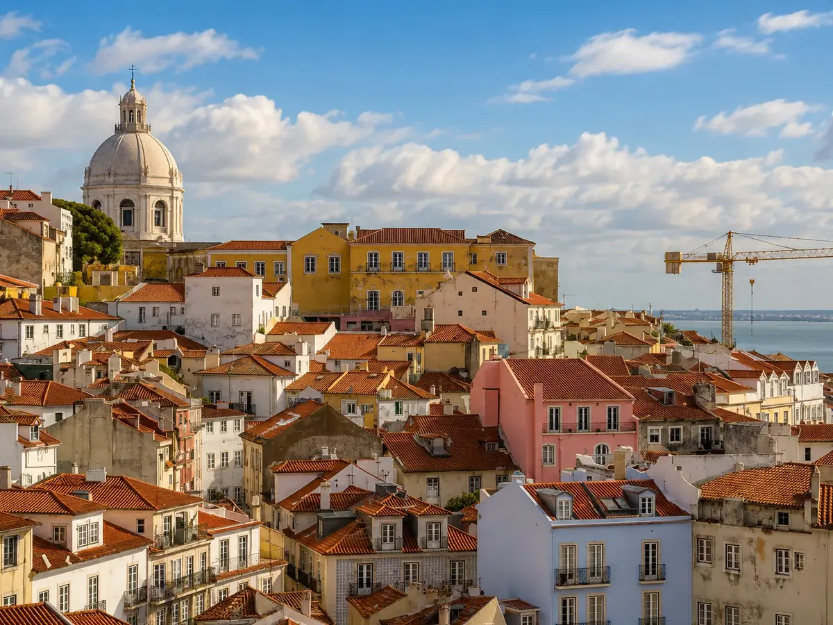 Tejados de Alfama y el río Tajo desde el Miradouro das Portas do Sol